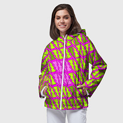 Ветровка с капюшоном женская Ретро молнии розово-жёлтые, цвет: 3D-белый — фото 2