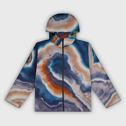Ветровка с капюшоном женская Текстура агата сине-оранжевая, цвет: 3D-черный