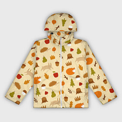 Ветровка с капюшоном женская Паттерн - осень, цвет: 3D-белый
