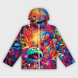 Ветровка с капюшоном женская Кислотные чудики, цвет: 3D-белый