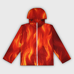 Ветровка с капюшоном женская Огонь рыжий, цвет: 3D-белый