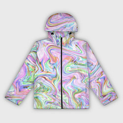 Ветровка с капюшоном женская Абстрактные розовые волны, цвет: 3D-черный
