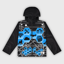 Ветровка с капюшоном женская Виртуальный мир, цвет: 3D-черный