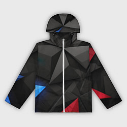 Ветровка с капюшоном женская Black blue red elements, цвет: 3D-белый