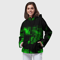 Ветровка с капюшоном женская Зеленые пирамиды, цвет: 3D-черный — фото 2