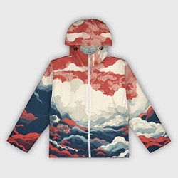 Ветровка с капюшоном женская Японская живопись, цвет: 3D-белый