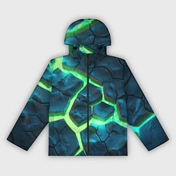Ветровка с капюшоном женская Яркий зеленый разлом плит, цвет: 3D-черный