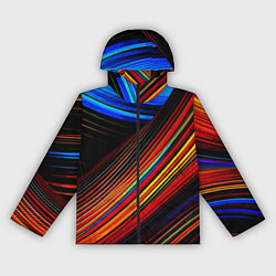 Ветровка с капюшоном женская Смесь ярких линий абстракция, цвет: 3D-черный