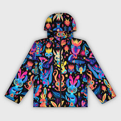 Ветровка с капюшоном женская Космические монстрики, цвет: 3D-черный