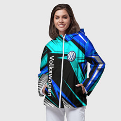 Ветровка с капюшоном женская Фольцваген - sport uniform, цвет: 3D-белый — фото 2