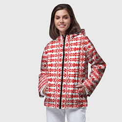 Ветровка с капюшоном женская Красно-белый батик, цвет: 3D-черный — фото 2