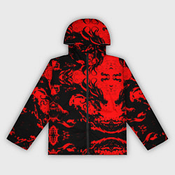 Ветровка с капюшоном женская Черный дракон на красном небе, цвет: 3D-черный