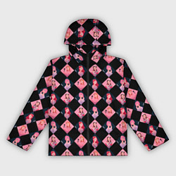 Ветровка с капюшоном женская Клеточка black pink, цвет: 3D-черный