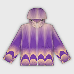 Ветровка с капюшоном женская Фиолетовый градиент в полоску, цвет: 3D-белый