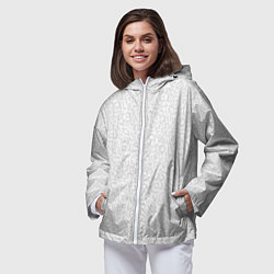 Ветровка с капюшоном женская Светло-серый узоры, цвет: 3D-белый — фото 2