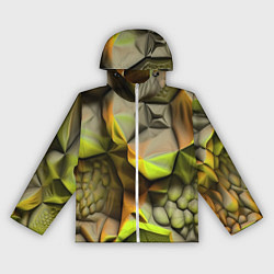 Ветровка с капюшоном женская Зеленая объемная космическая текстура, цвет: 3D-белый