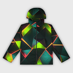 Ветровка с капюшоном женская Неоновый зеленый калейдоскоп, цвет: 3D-черный