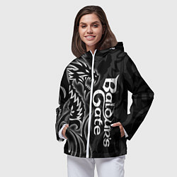 Ветровка с капюшоном женская Балдурс гейт 3 - черный дракон, цвет: 3D-белый — фото 2