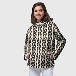 Ветровка с капюшоном женская Абтракция Геометрический узор в этническом стиле, цвет: 3D-белый — фото 2
