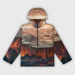 Ветровка с капюшоном женская Разлом земли и лавовой поверхности, цвет: 3D-черный