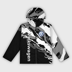 Ветровка с капюшоном женская Фольцваген - белый камуфляж, цвет: 3D-черный