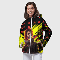 Ветровка с капюшоном женская Cyberpunk 2077 Phantom Liberty, цвет: 3D-белый — фото 2