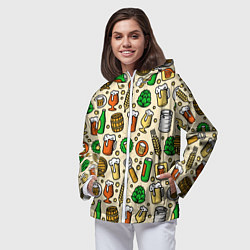 Ветровка с капюшоном женская Пиво и аксессуары, цвет: 3D-белый — фото 2