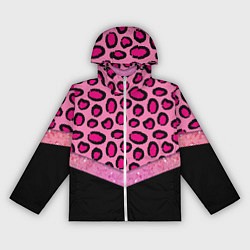 Ветровка с капюшоном женская Розовый леопард и блестки принт, цвет: 3D-белый