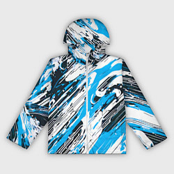 Ветровка с капюшоном женская Спонтанные брызги голубые, цвет: 3D-белый