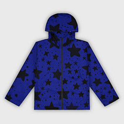 Ветровка с капюшоном женская Большие звезды синий, цвет: 3D-черный