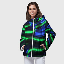 Ветровка с капюшоном женская Green blue lines, цвет: 3D-белый — фото 2
