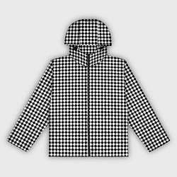 Ветровка с капюшоном женская Шахматный чёрно-белый, цвет: 3D-черный