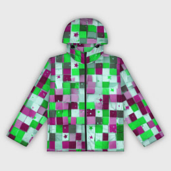Ветровка с капюшоном женская Ретро Квадраты, цвет: 3D-черный