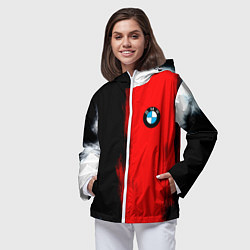 Ветровка с капюшоном женская Bmw sport colors, цвет: 3D-белый — фото 2
