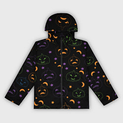 Ветровка с капюшоном женская Тыквы яркие, цвет: 3D-черный