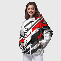 Ветровка с капюшоном женская Honda - red and white, цвет: 3D-белый — фото 2