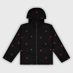 Ветровка с капюшоном женская Розовый фламинго патерн, цвет: 3D-черный