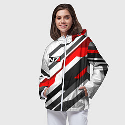 Ветровка с капюшоном женская Mass effect - white uniform n7, цвет: 3D-белый — фото 2