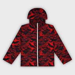 Ветровка с капюшоном женская Летучие мыши в красную ночь, цвет: 3D-белый