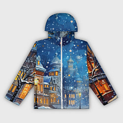 Ветровка с капюшоном женская Новогоднее настроение город, цвет: 3D-белый