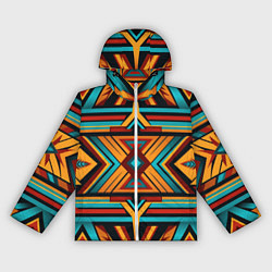 Ветровка с капюшоном женская Геометрический узор с этическом стиле, цвет: 3D-белый