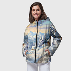 Ветровка с капюшоном женская Новогодний светлый день, цвет: 3D-черный — фото 2