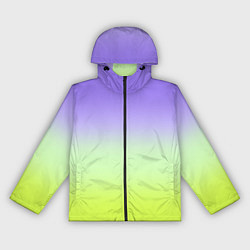 Ветровка с капюшоном женская Фиолетовый мятный и желто-зеленый градиент, цвет: 3D-черный