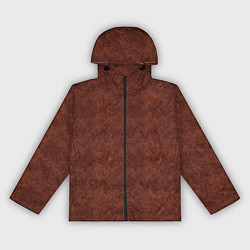 Ветровка с капюшоном женская Красно-коричневый имитация меха, цвет: 3D-черный