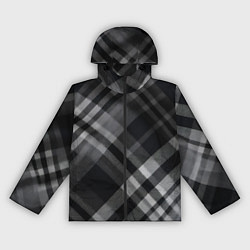 Ветровка с капюшоном женская Черно-белая диагональная клетка в шотландском стил, цвет: 3D-черный