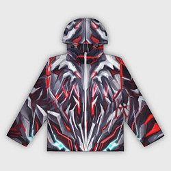 Ветровка с капюшоном женская Красная киберпанк броня, цвет: 3D-белый