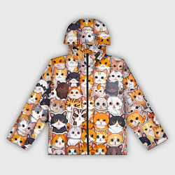 Ветровка с капюшоном женская Очень много котиков, цвет: 3D-черный