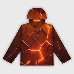 Ветровка с капюшоном женская Плиты абстрактные огненные, цвет: 3D-черный