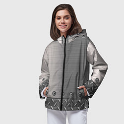 Ветровка с капюшоном женская Стальные листы, цвет: 3D-черный — фото 2