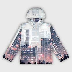 Ветровка с капюшоном женская Безмятежный город, цвет: 3D-белый